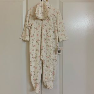 Little Me Baby girl snap closure sleep and play w/ baby cap